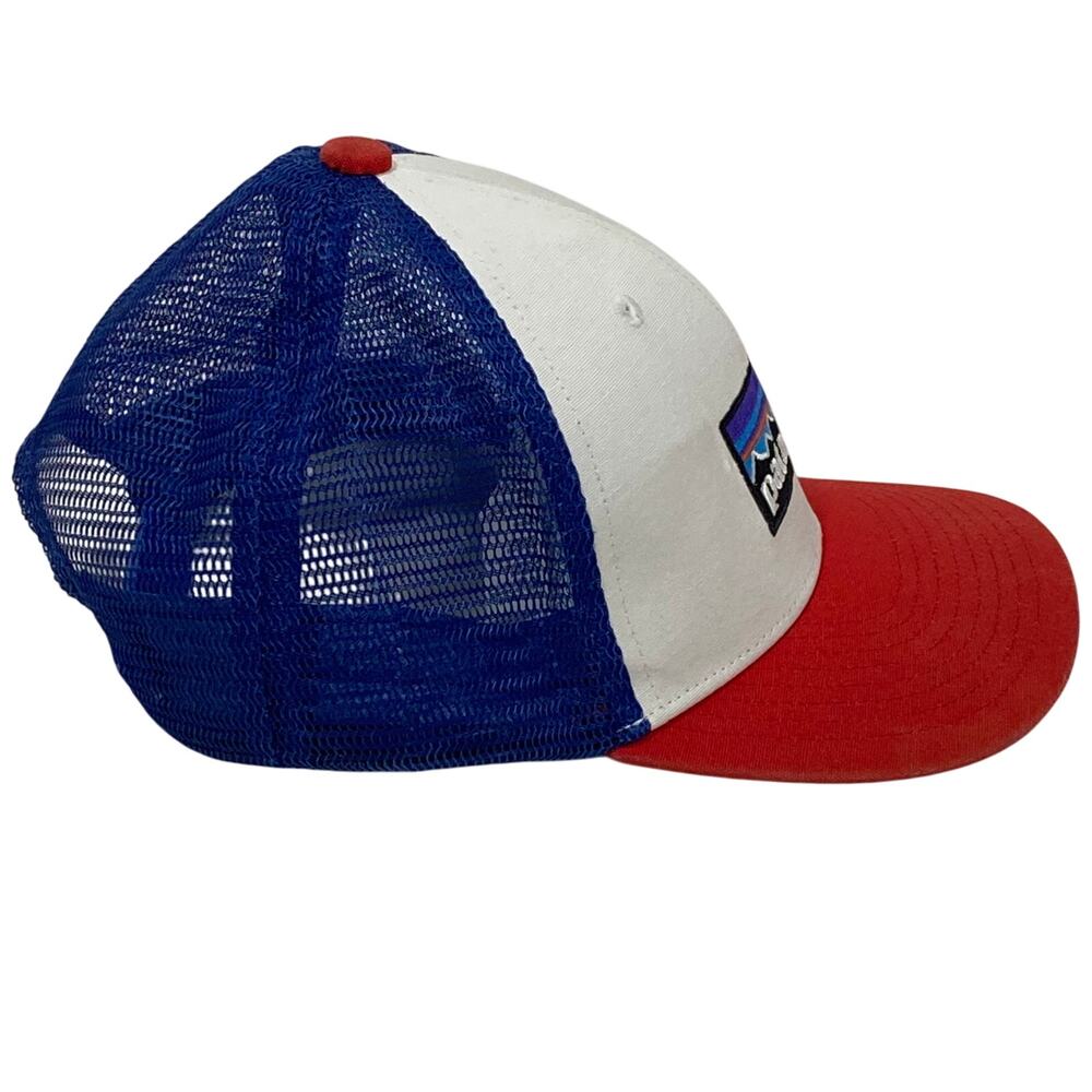 Patagonia Fitz Roy Trucker Hat Cap Mesh SnapBack Blue White Red Used - Picture 4 of 6